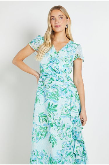 Petite Floral Dobby Ruffle Midi Dress product thumbnail 2