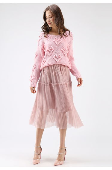 Knit Your Love V-Neck Sweater in Pink product thumbnail 2