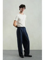 GIESTO Pleated Striped Gabardine Pants - 3
