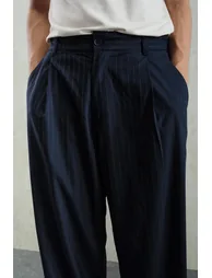 GIESTO Pleated Striped Gabardine Pants - 1