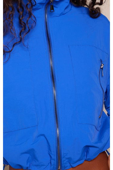 Cobalt Blue Funnel Neck Zip Through Windbreaker product thumbnail 4