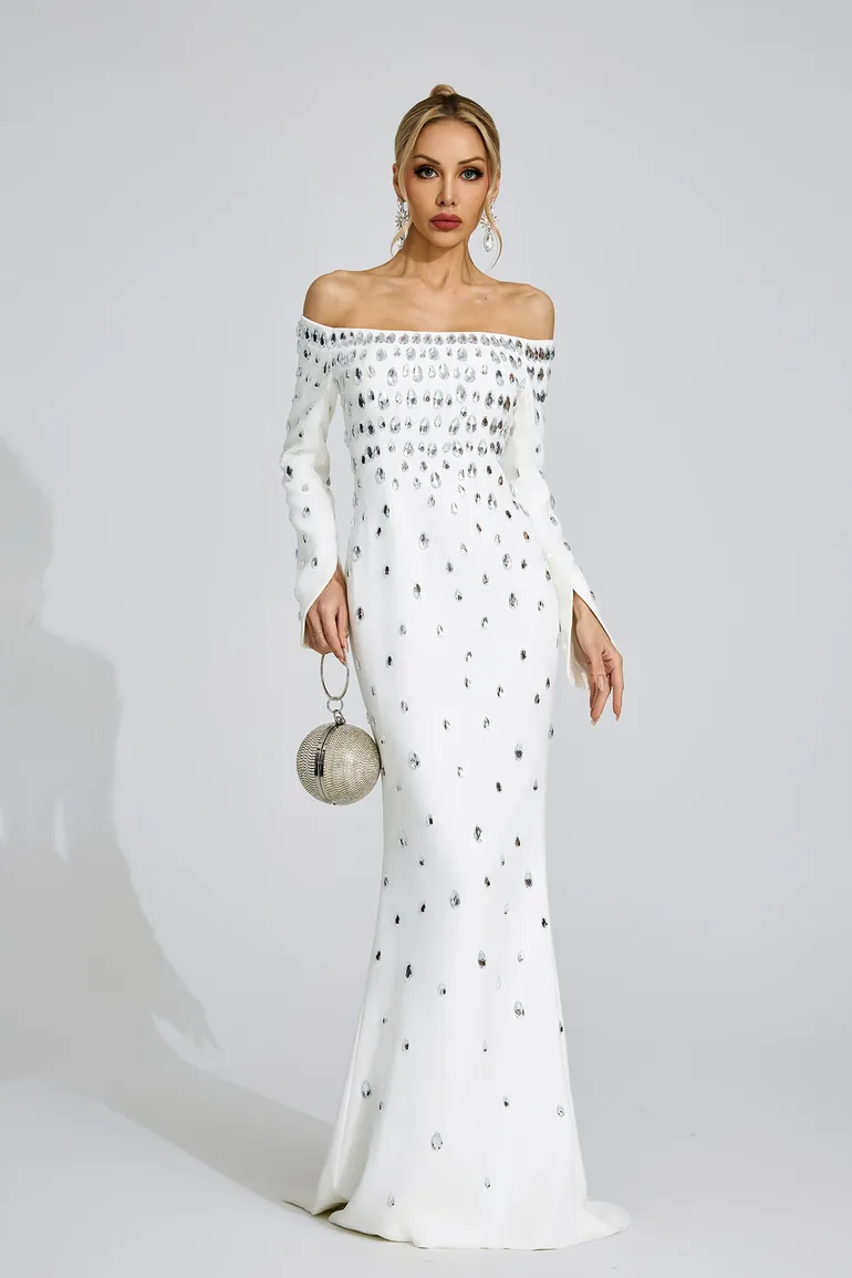 Glesni White Diamond Maxi Dress - 5