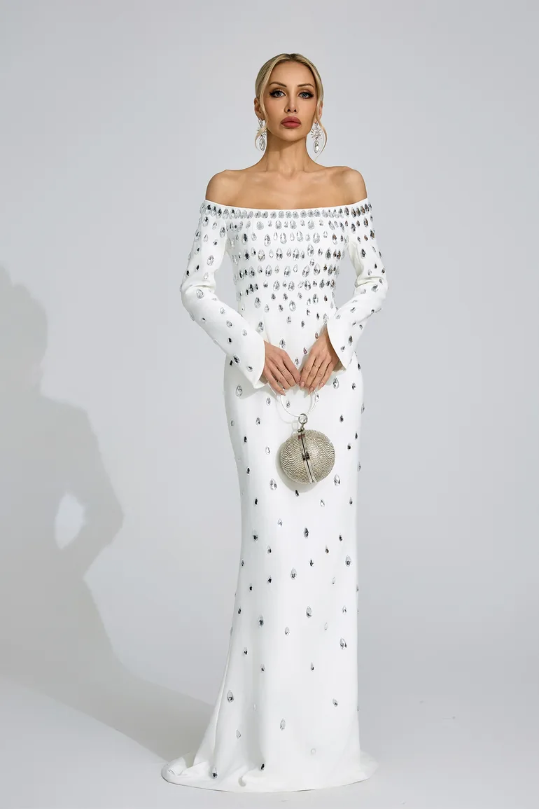 Glesni White Diamond Maxi Dress