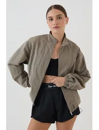 DSGN Studio Peached Funnel Neck Jacket - khaki - 1