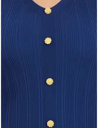 Plus Size Ribbed Knit Button Detail Midi Dress - 3