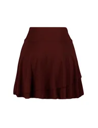 Burgundy Ruffle Detailed Flounce Mini Knitted Skirt - 8