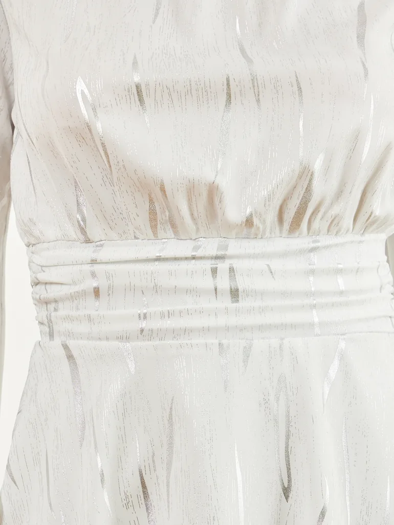 Off-White Textured Layered Maxi Dress - 3
