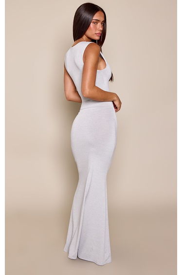 Grey Soft Touch Sleeveless Ruched Side Detail Maxi Dress product thumbnail 2