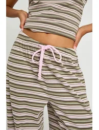 Stripe Rib Straight Leg Trouser - green - 3