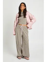 Stripe Rib Straight Leg Trouser - green