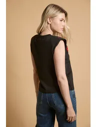 Embellished Shoulder Pad Vest Top - 1