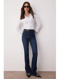 Dark Blue High Waist Flare Jeans - 1