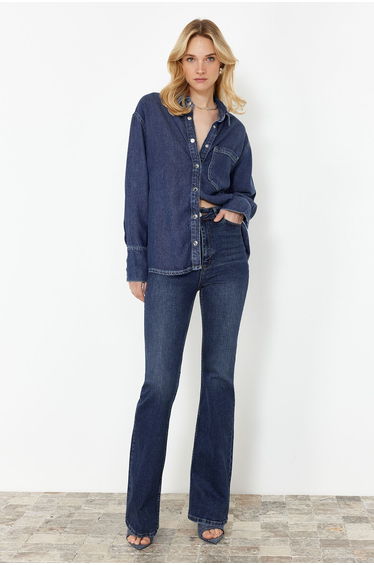 Dark Blue Lyocell Oversize Denim Shirt product thumbnail 2