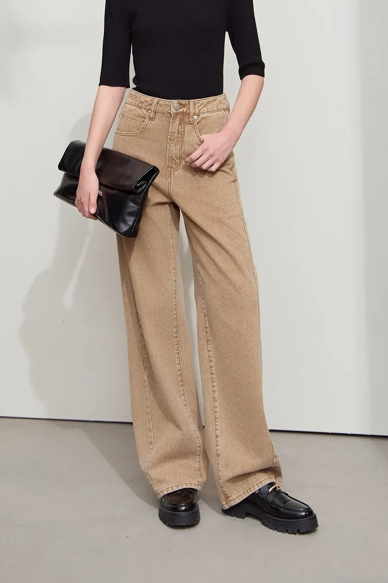 Distressed Washed Denim Long Pants