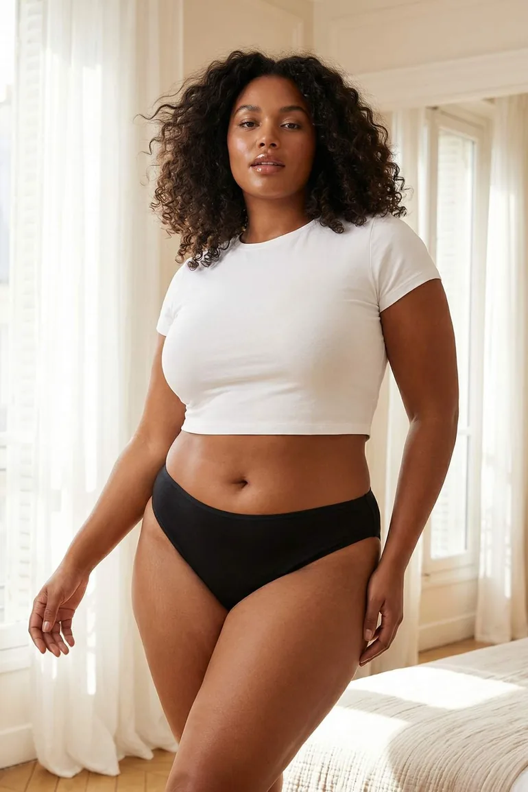 Black Regular Waist 7-Pack Classic Plus Size Panties - 2