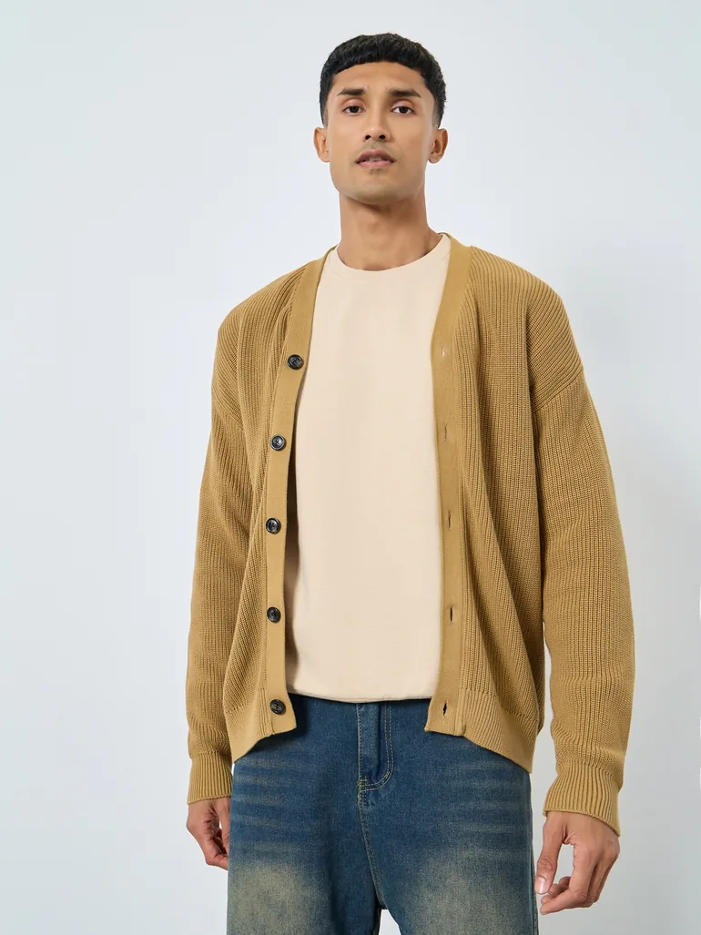 Front Buttoned Chunky Knit Cardigan - 1