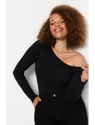Plus Size Blouse - Black - Fitted - 1