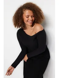 Plus Size Blouse - Black - Fitted