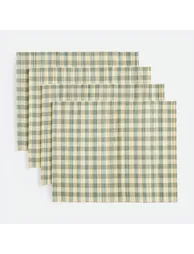 Set of 4 Paoli Gingham Checked Bamboo Placemats