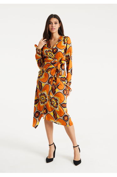 Women's Midi Wrap Dress with Long Sleeves. product thumbnail 3