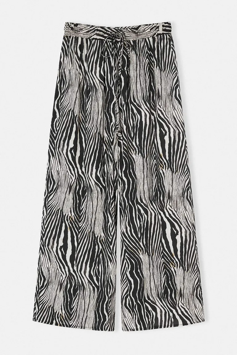 Beach Wear Black Zebra Pattern Woven Pants - 1