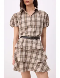 Multi Color Plaid / Checked Short / Mini Woven Dress - 2