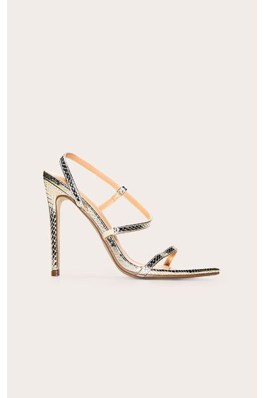 Gold Python Buckle Detail Heeled Sandal product thumbnail 2