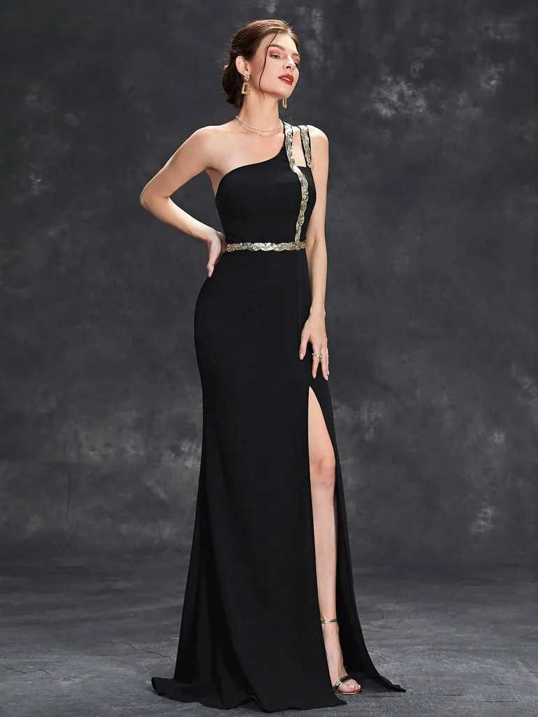 Leely Elegant One Shoulder Sleeveless Evening Gown - 5