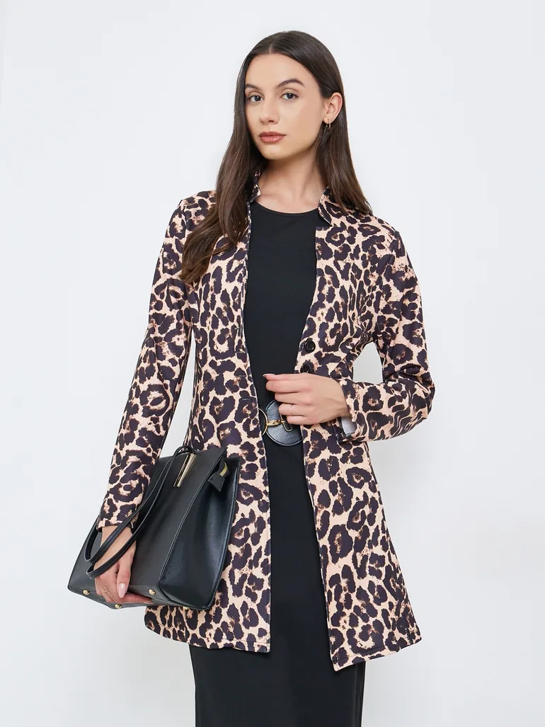 Leopard Print Longline Jacket