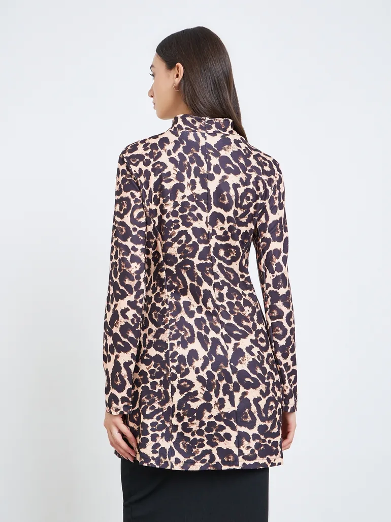Leopard Print Longline Jacket - 4