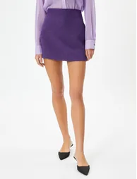 Zipper Detail Mini Tweed Skirt - 2