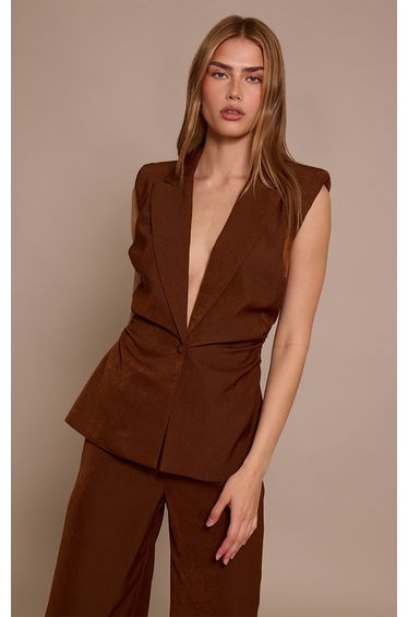 Chocolate Tailored Woven Wide Leg Trousers product thumbnail 4