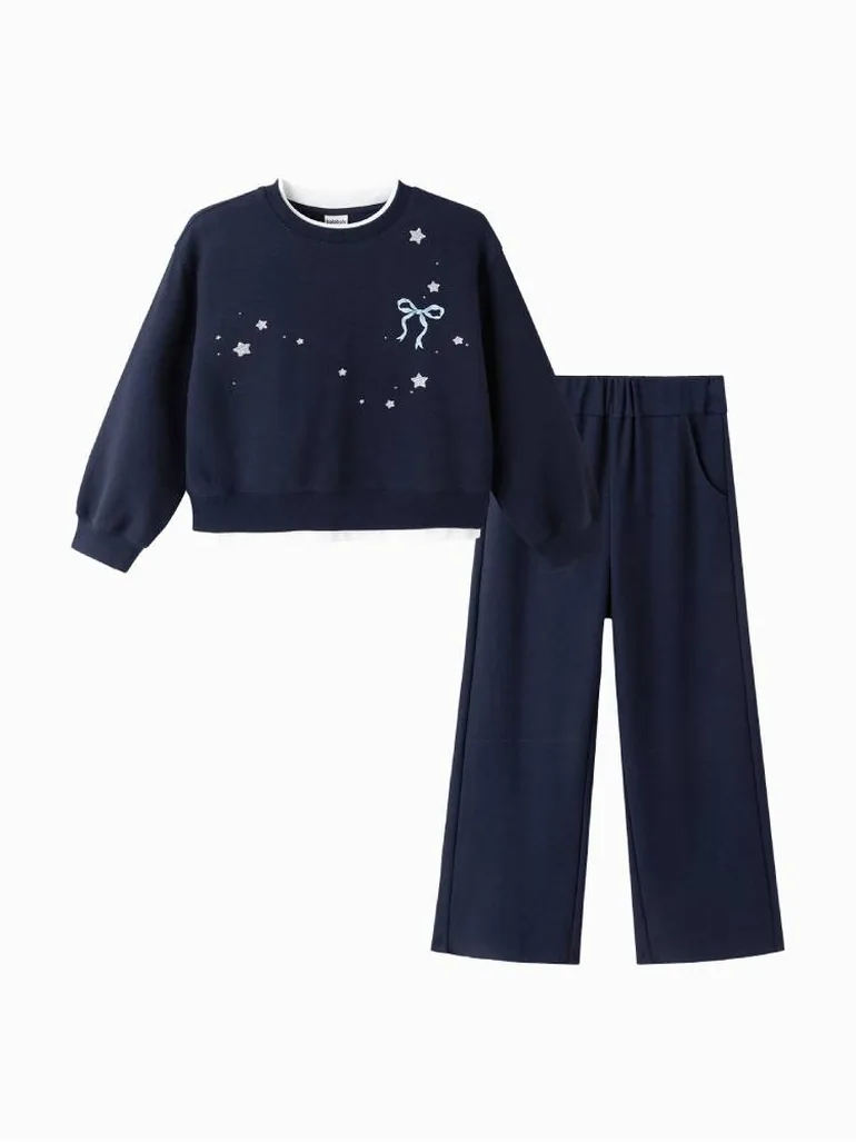 Girls' Sweatshirt and Wide Leg Pants Set - 3