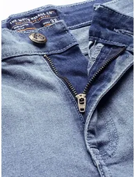 Men Blue Slim Fit Solid Denim Shorts - 4