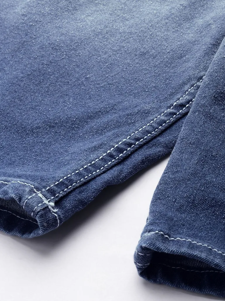 Men Blue Slim Fit Solid Denim Shorts - 6