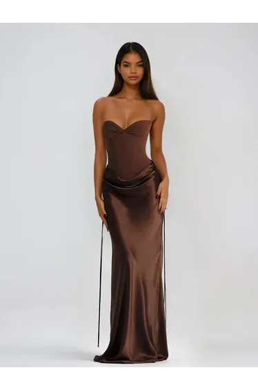 Vallissa Strapless Bodycon Satin Maxi Dress