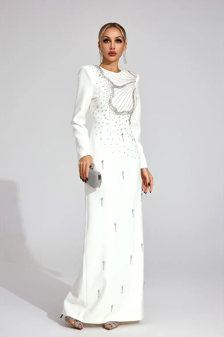 Elowen White Classic Maxi Dress - 4
