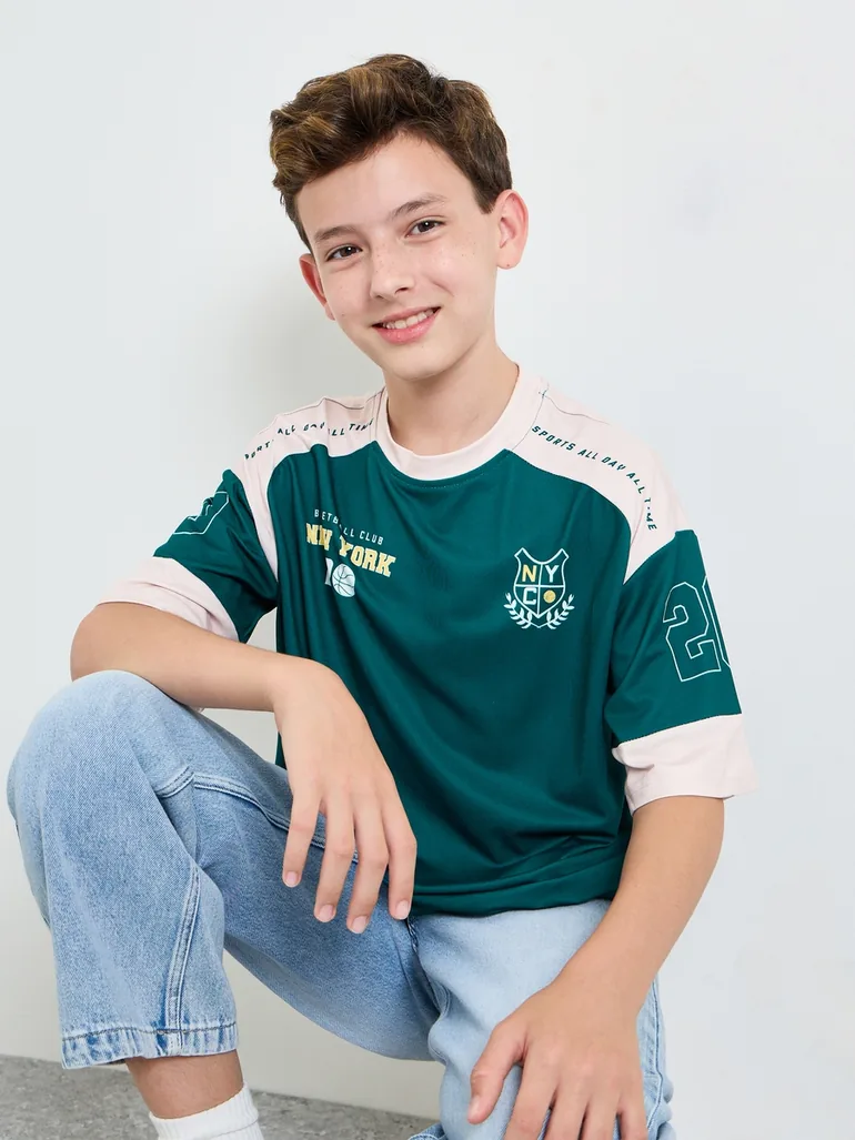 Boys New York Print Jersey T-Shirt - 1
