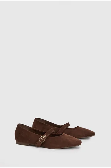 Jia Faux Suede Mary Jane Ballet Flats