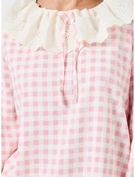 Checkered Top and Straight Pyjama Set - 2