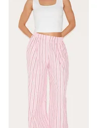 Pink Pinstripe Elasticated Waist Wide Leg Trousers - 3
