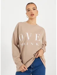Oversized Longline Slogan Sweatshirt - 1