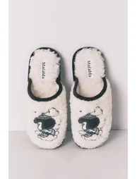 Grey faux shearling slippers MAFALDA - 2