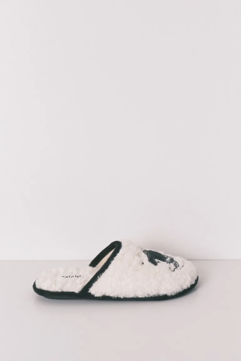 Grey faux shearling slippers MAFALDA - 1