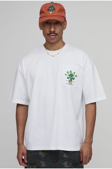 Collector's Edtn Daisy Print Oversized Pocket T-shirt - white