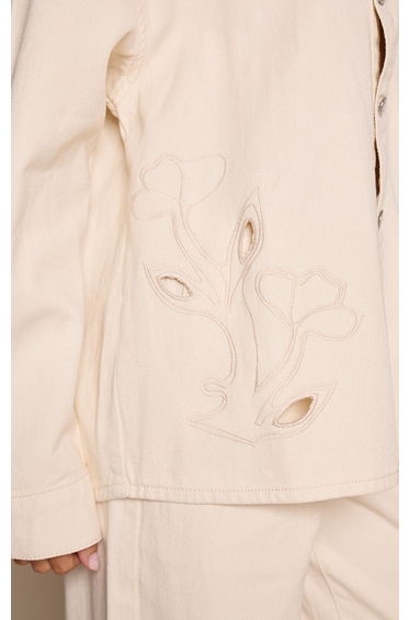 Ecru Embroidery Detail Denim Shirt product thumbnail 2