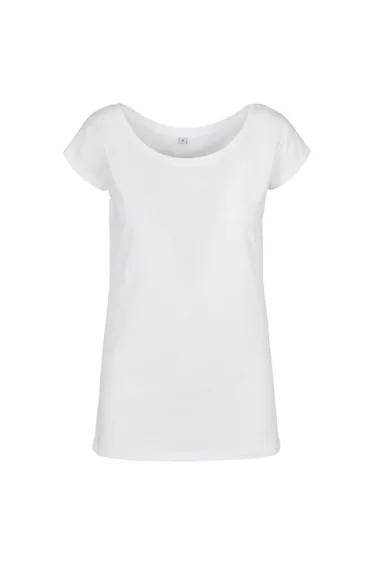 Womens/Ladies Wide Neck T-Shirt - White