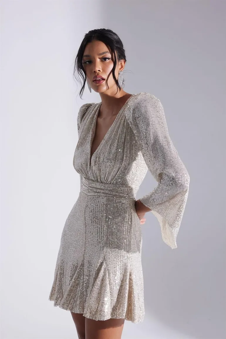 Gabriella Sequined Mini Evening Dress - 3