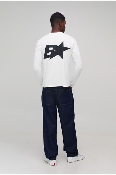 Regular Fit Heavyweight B Star Long Sleeve T-Shirt - white product thumbnail 3