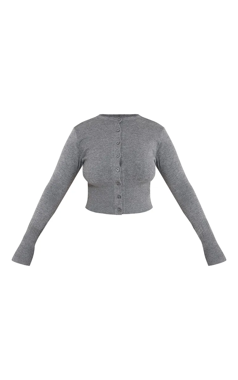 Shape Charcoal Knitted Button Front Wide Rib Cardigan - 4